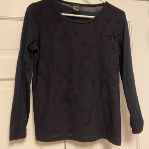 Loft navy blue long-sleeve blouse
